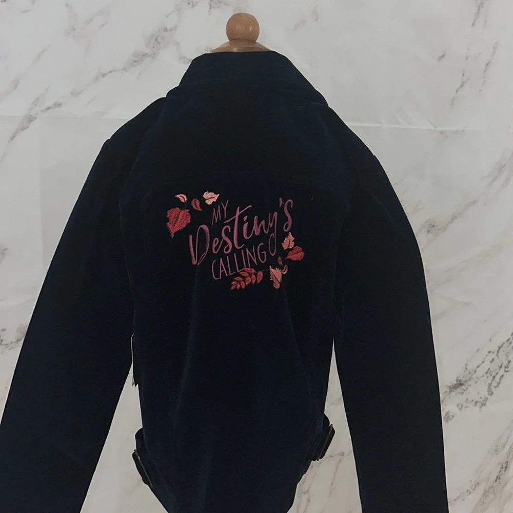 Disney‎ Frozen 2 Navy Embroidered Velvet Jacket My Destiny’s Calling Seek Truth